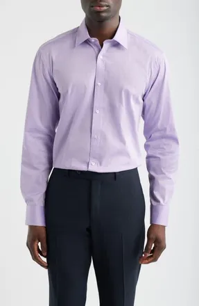 Daniel Hechter Modern Fit Light Purple Micropattern Cotton Dobby Dress Shirt at Nordstrom, Size 16.5