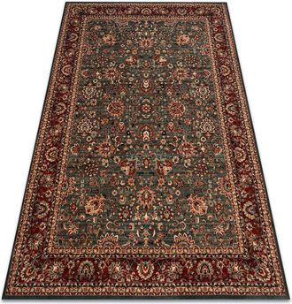 RugsX Rugsx - Wool carpet kashqai 4362 400 ornament green / claret green 67x275 cm