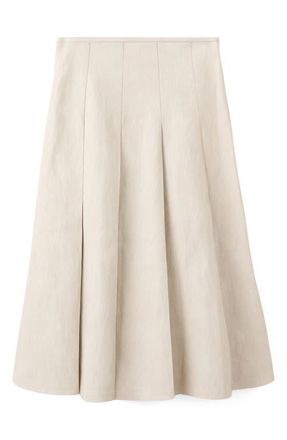 Mango Sia Faux Leather Godet Skirt in Ecru at Nordstrom, Size 2