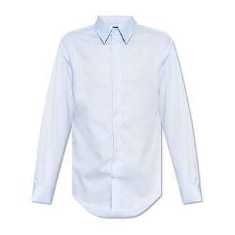 Emporio Armani Heren, Overhemden, Blauw, Maat: S Katoen