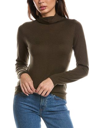 Fort&eacute; Cashmere Long Sleeve Seamed Funnel Neck Silk & Cashmere-Blend Sweater