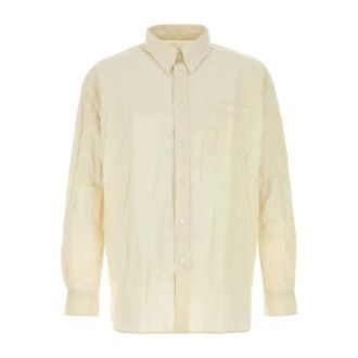 Willy Chavarria Casual Shirts, male, Yellow, Size: S Cream Poplin Shirt
