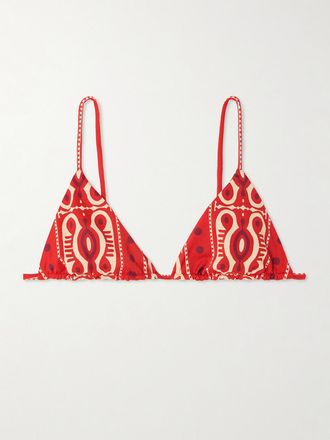 Johanna Ortiz Top Bikini A Triangolo Stampato Con Decorazioni Konibo - Rosso