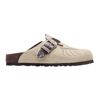 Birkenstock Boston Embroidery Leve EXQ - Heren - Schoenen - Beige - Maat: 41 EU Leer
