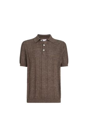 Brunello Cucinelli Rib knit polo in Hazelnut at Nordstrom, Size 48 It