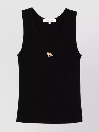 Maison Kitsun&eacute; cotton tank top featuring ribbed texture