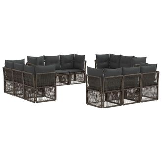 vidaXL Conjunto De Sof&aacute;s De Jard&iacute;n 12 Pcs Gris Rat&aacute;n Sint&eacute;tico Vidaxl