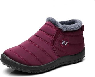 Generic Womens Waterproof Snow Boots - Warm Fur Lined Ankle Booties for Winter - Comfortable Non-Slip Arch Support Outdoor Shoes(D-red,10.5-11)