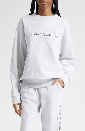 Sporty & Rich New York Health Club Graphic Sweatshirt in Heather Gray at Nordstrom, Size X-Small