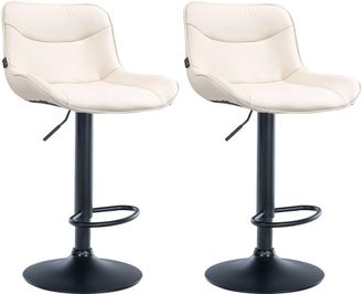 Clp Juego De 2 Taburetes De Bar Vonore En Polipiel Crema Negro