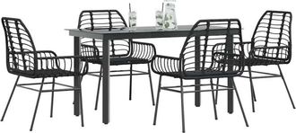vidaXL Juego De Comedor Jard&iacute;n 5 Piezas Rat&aacute;n Sint&eacute;tico Vidrio Negro Vidaxl