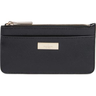 Kate Spade New York kenzie leather top zip wallet in Black at Nordstrom Rack