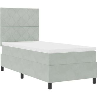 vidaXL Vidaxl - Cama Tipo Box Spring Gris Claro 90 X 200 Cm Terciopelo