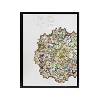 Artery8 Vintage Design For Plate Bowl Framed Canvas Wall Art Print Noritake in Gold | Size: W24 x H32