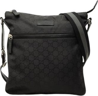 Gucci Pre-owned Vintage Nylon Crossbody Bag - Dames - Vintage Schoudertas - Zwart - ONE Size - Nylon - Vintage