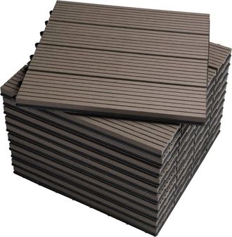 Woltu Woltu Lot De 11 Dalle De Terrasse En Composite Bois-plastique, 1 M&sup2;, 30x30 Cm, Caf&eacute;