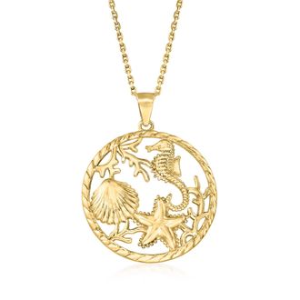 Ross-Simons 18kt Yellow Gold Over Sterling Silver Sea Life Pendant Necklace