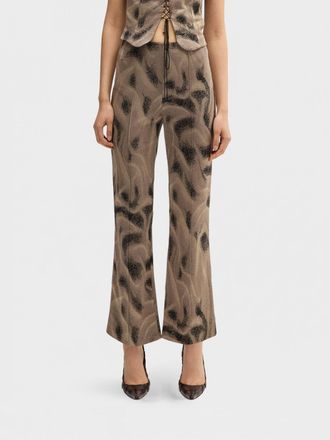 MACCAPANI Proper Flared Trousers in Printed Cotton Blend