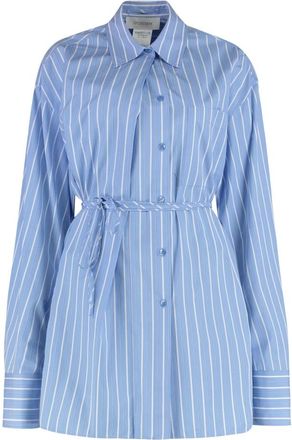 Sportmax Firma Gestreept Shirt - Dames - Overhemden - Blauw - XS - Katoen - Overhemden