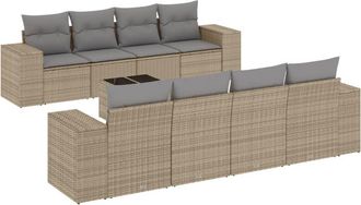 vidaXL Set De Sof&aacute;s De Jard&iacute;n 9 Pzas Con Cojines Rat&aacute;n Sint&eacute;tico Beige Vidaxl