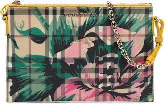 Burberry Pre-owned Burberry Haymarket Check Coated Canvas Floral Print Crossbody TIVABB1286
