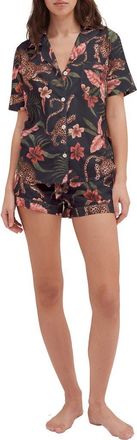 Desmond & Dempsey Print Cotton Short Pajamas in Soleia Navy at Nordstrom, Size X-Small