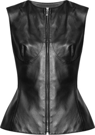 Alexander McQueen Top smanicato con zip - Nero
