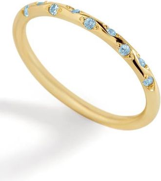 Mint & Lily Dainty Constellation Birthstone Ring in March Aquamarine at Nordstrom, Size 10