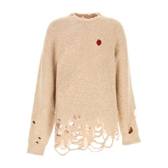 Doublet Round-neck Knitwear, male, Beige, Size: XL Melange Cotton Sweater