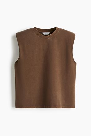 H&M Tanktop mit Schulterpolstern - Braun/Washed Out