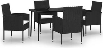 vidaXL Juego De Comedor Para Jard&iacute;n 5 Piezas Negro Vidaxl