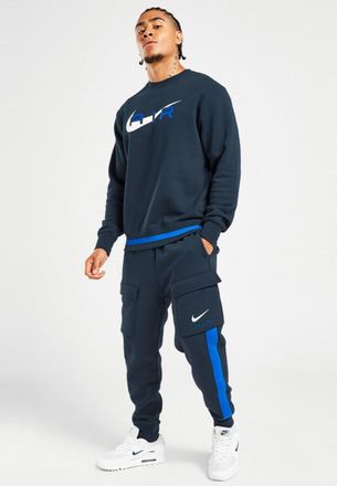 Nike Air Mens Fleece BB Crewneck Tracksuit in Navy - Size X-Large