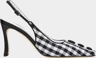 Manolo Blahnik 90mm Alexa Gingham Slingback Pumps