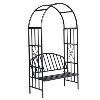Berkfield Home Garden Rose Arch with Bench in Black