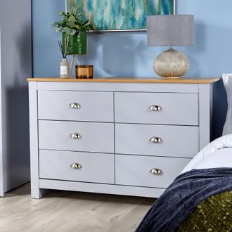Home Source Industries Chest of 6 Drawers Wooden Bedroom Home Clothing Storage Cabinet in Grey