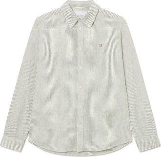 Les Deux Kristian Linen Button-Up Shirt in Light Ivory/Lichen Green at Nordstrom Rack, Size Xx-Large