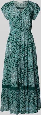 Apricot Maxikleid aus Viskose mit Knopfleiste in Dunkelgruen, Gr&ouml;&szlig;e XS