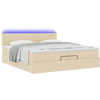 vidaXL Estructura De Cama Otomana Con Colchones Tela Crema 200x200cm Vidaxl