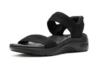 Skechers On-The-Go Hands Free Slip-ins GO Walk Arch Fit 2.0 Sandals Shiny Knit Womens Sandals Black/Black : 10 B - Medium