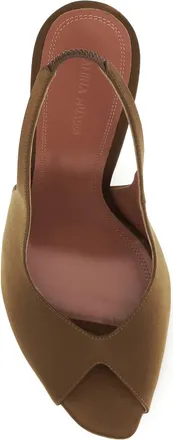 Amina Muaddi Womens Slingback Sandals Kristina Mocha Silk