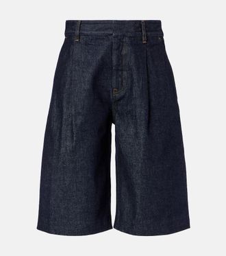 Frame Denim Tailored low-rise denim wide-leg shorts