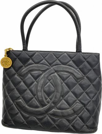 Chanel Black Grained Calfskin Tote Bag (Pre-Owned)
