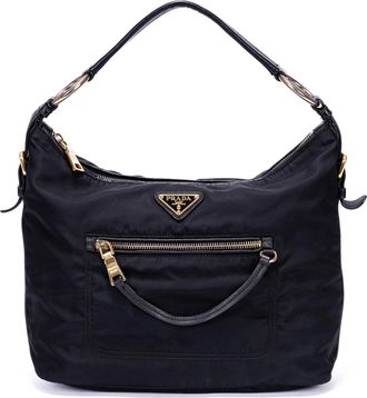 Prada Pre-owned Womens Tessuto Front Pocket Tote Shoulder Bag - Black - One Size