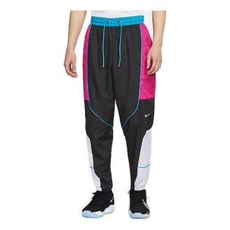 Nike Throwback Basketball Colorblock Sports Loose Splicing Bundle Feet Woven Long Pants Red CV1915-615