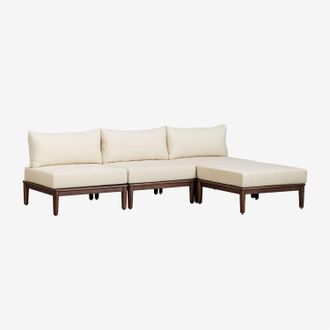 Sklum Sklum - Sof&aacute; Modular De Jard&iacute;n De 3 Piezas Y Puff En Acacia Giulia