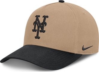 Nike New York Mets Rise Nike Mens MLB A-Frame Trucker Adjustable Hat in Brown | NB1D0A3UNME-TZD