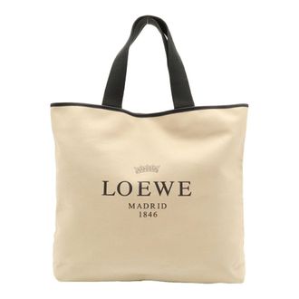 Loewe Black Canvas Leather Shoulder Bag Tote Bag (Pre-Owned)
