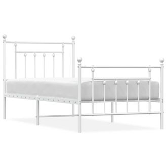 Berkfield Home Metal Bed Frame with Headboard & Footboard White 90x190 cm Single