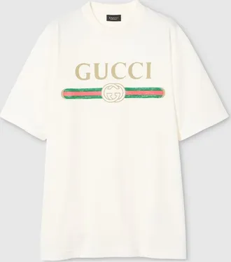 Gucci Cotton Jersey And Silk T-shirt With Print, White, Ready-to-wear
