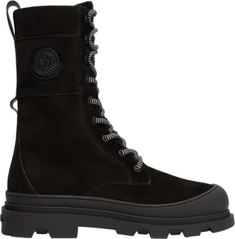 Moncler Moncler Vera High Suede & Shearling Lace-up Boots, Women, Black, Size: 37,5